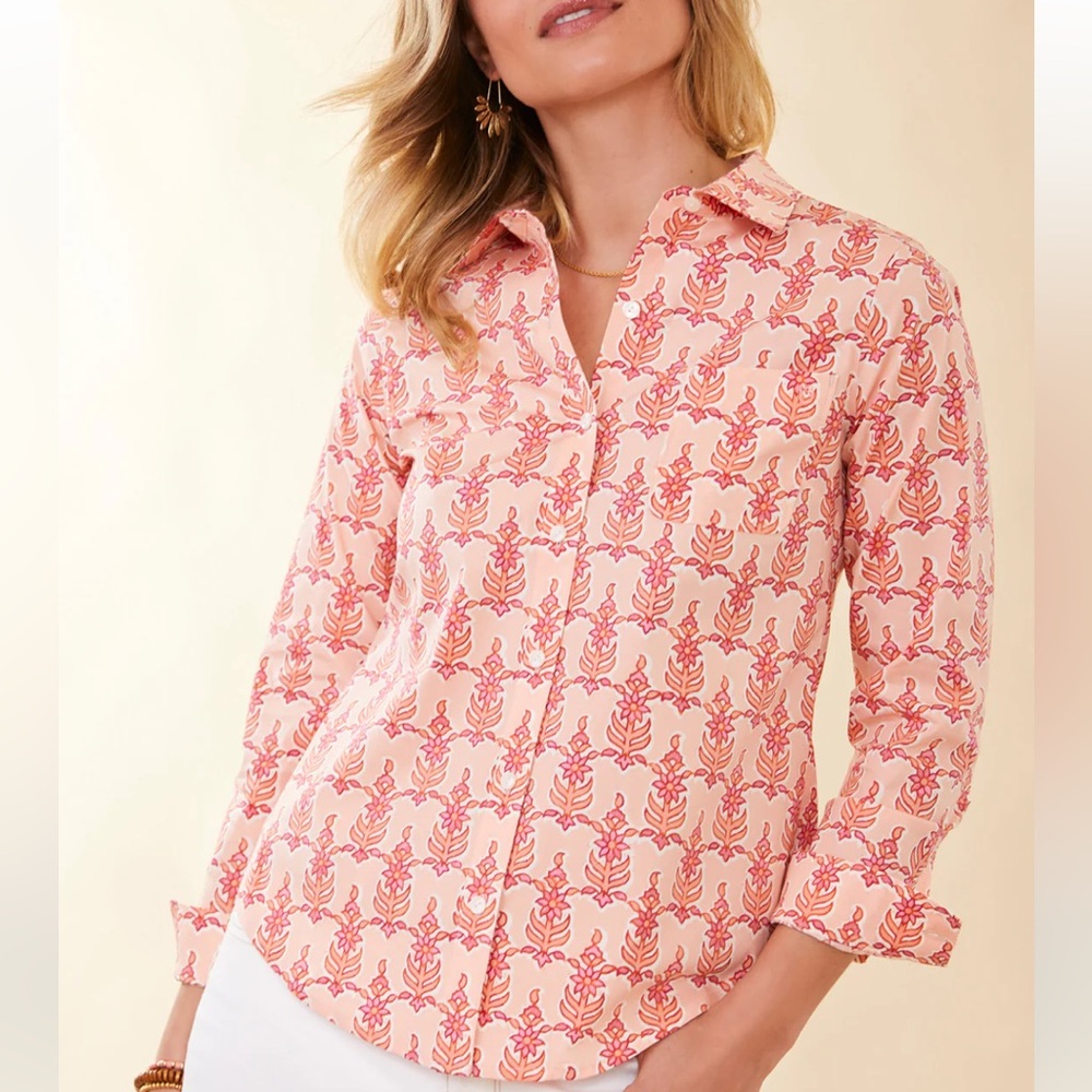 Spartina 449 Peach and Coral Button-Down Shirt